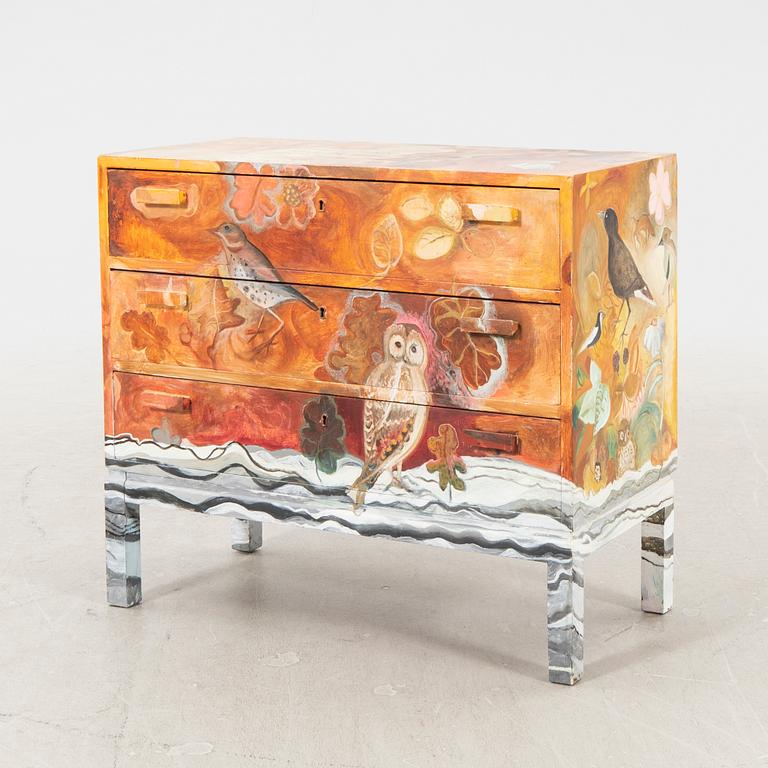A signed painted dresser by Maureen Naird.