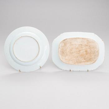A porcelain dish and a plate, Qing dynasty, Qianlong (1736-95).