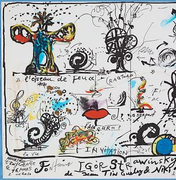 Jean Tinguely, Inbjudningskort till "Fontaine Igor Strawinsky".