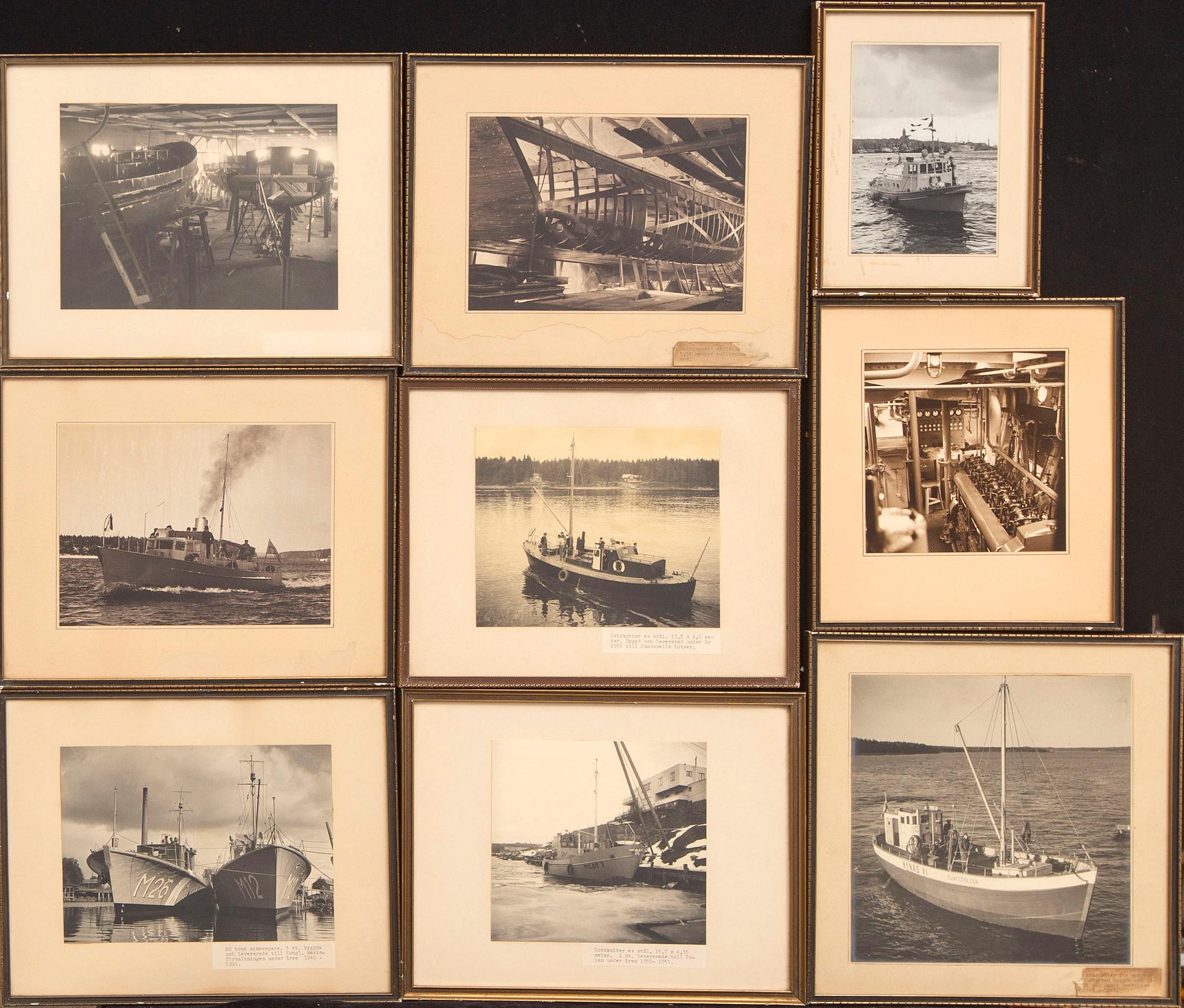 Photographs, 9 pcs, marine subjects, 1940s/50s.
