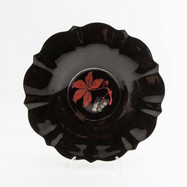 Vase and bowl Åfors 1930s/40s painted glass.