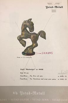 Carl-Einar Borgström, bokstöd, ett par, Ystad Brons, 1930-40-tal.