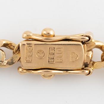 18K gold, brilliant cut diamond and ruby bracelet.