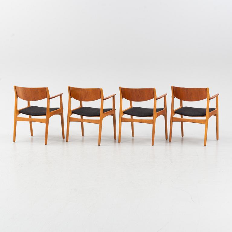 Henning Kjaernulf, four chairs, Vejle stole- og Mobelfabrik, Denmark, second half of the 20th century.