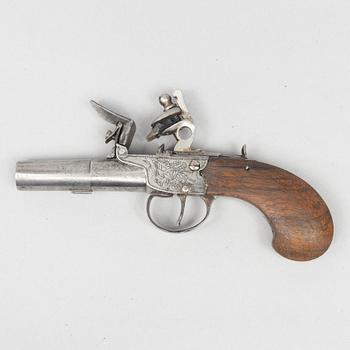Flintlock pistol, early 19th century.