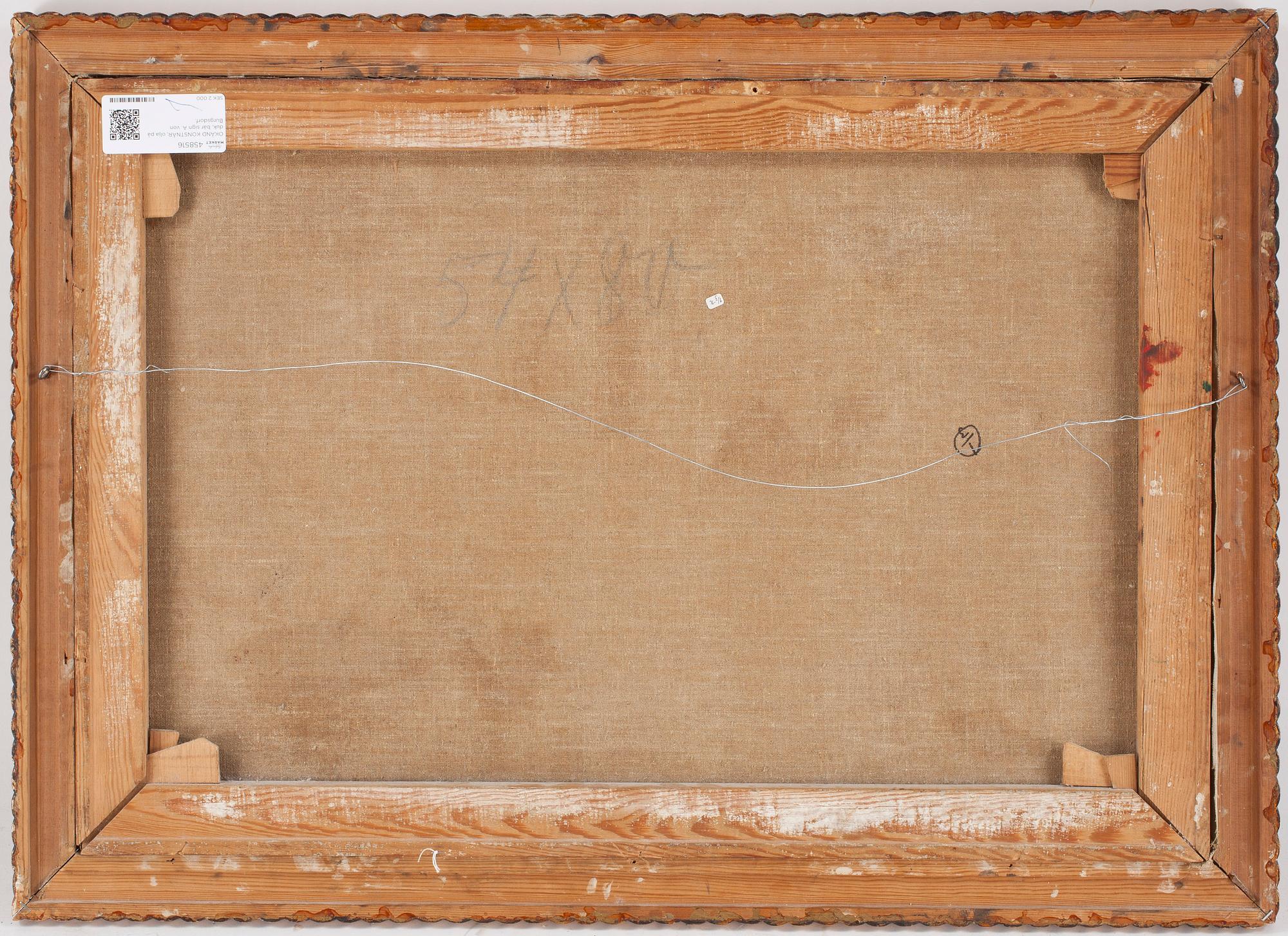 OKÄND KONSTNÄR, olja på duk, bär sign A. von Burgsdorf.