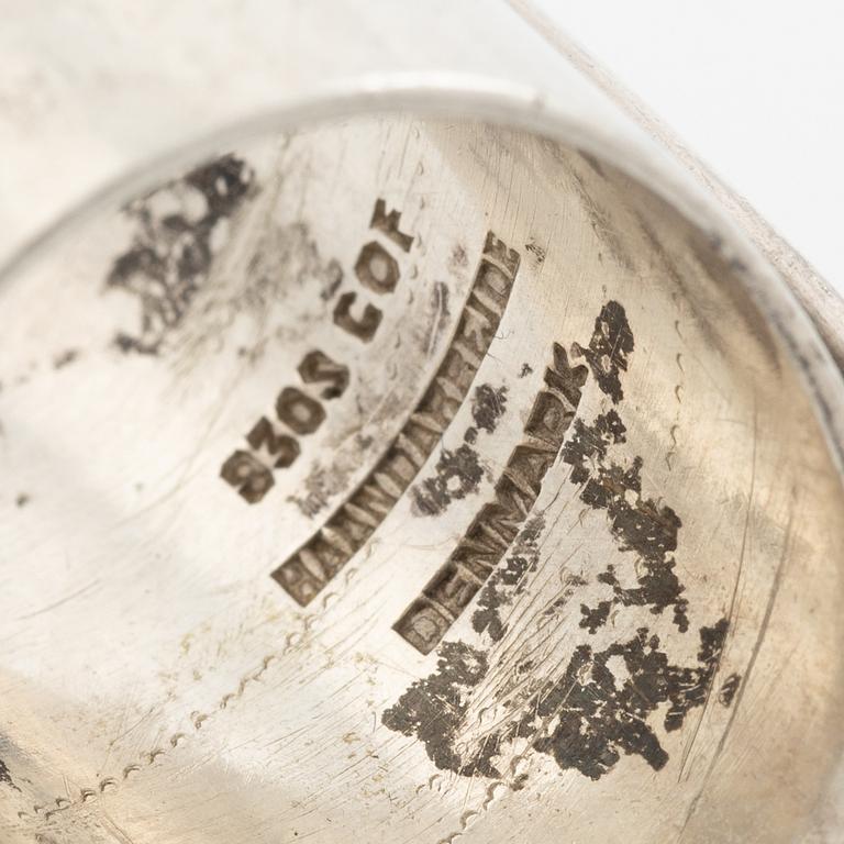 Ring, Carl Ove Frydensberg, silver with cabochon-cut black stone, Denmark.