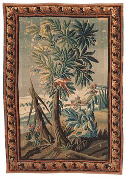 A TAPESTRY. Tapestry weave. "Verdure". 270 x 185 cm. Flanders around 1700.