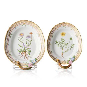 227. A set of two Royal Copenhagen 'Flora Danica' dishes, Denmark, 20th century.