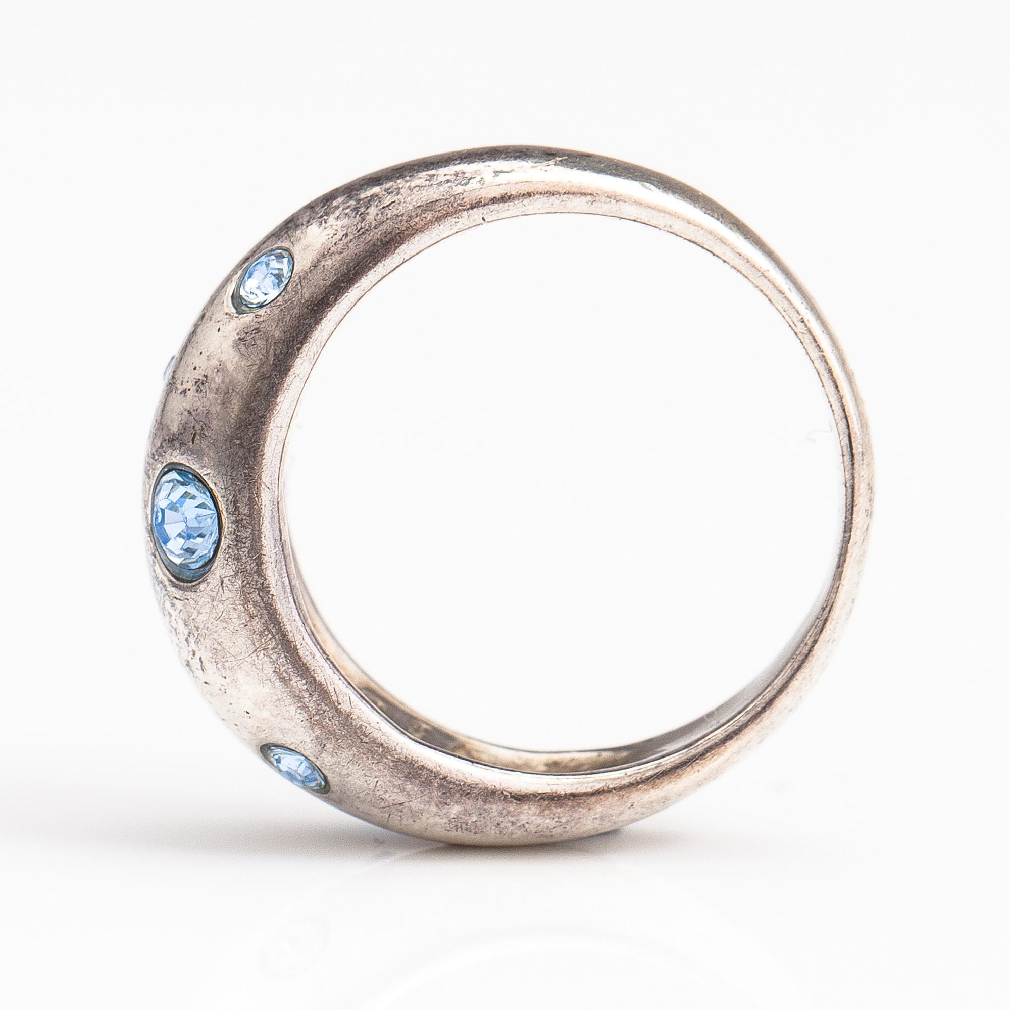 YVES SAINT LAURENT, RING och HALSBAND, sterling silver, glasstenar. Märkt YSL, Made in France.