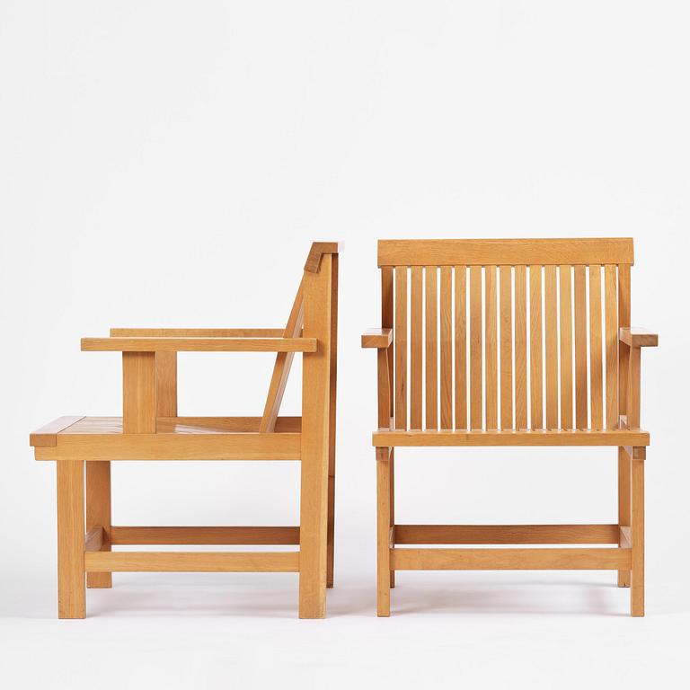 John Kandell, a pair of armchairs, J. E. Blomqvist Möbelfabrik, Uppsala, designed for the City Archive of Stockholm, 1958-59.