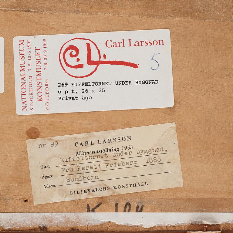 Carl Larsson, "Eiffeltornet under byggnad".