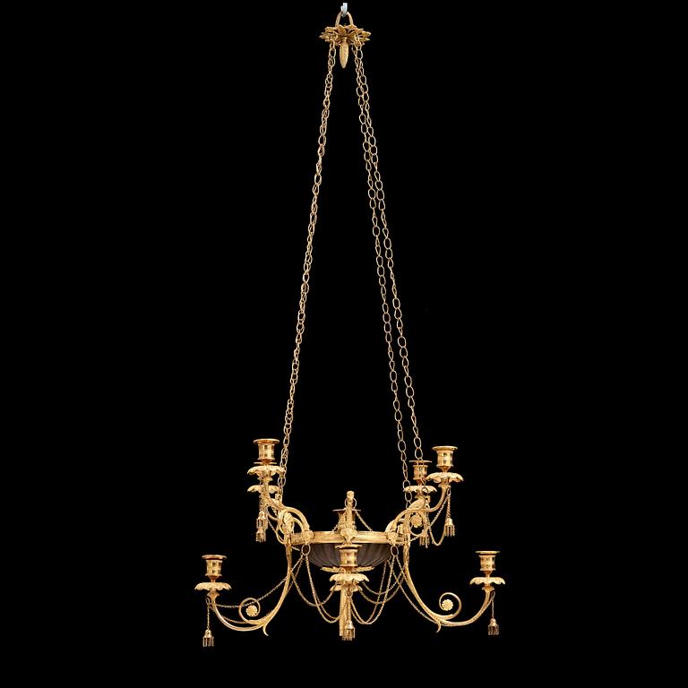 A late Gustavian early 19th century nine-light hanging-lamp.