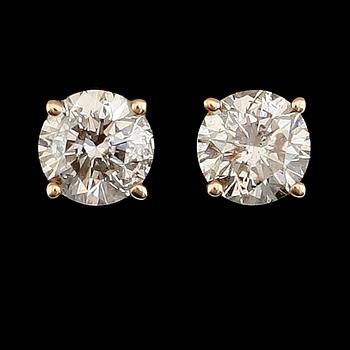 ÖRHÄNGEN, 1 par, 14 k guld, briljantslipade diamanter tot 0.63 ct.