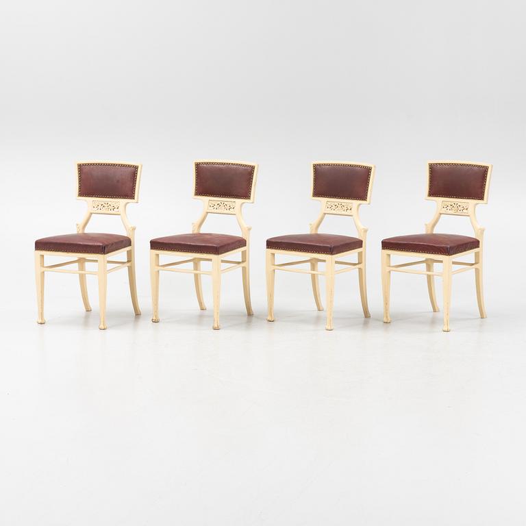 Ferdinand Boberg, a set of four Art Nouveau chairs, Sweden, circa 1900.