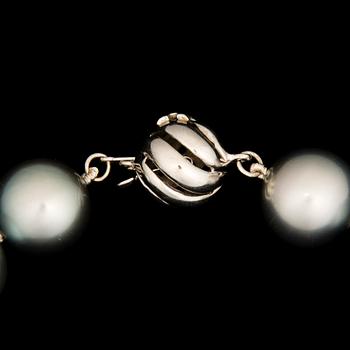 PÄRLCOLLIER, odlade Tahitipärlor, lås 14K vitguld.