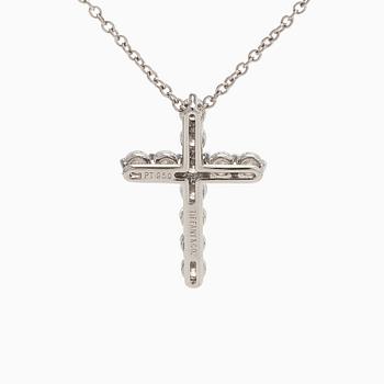 Tiffany & Co, a platinum cross pendant necklace with brilliant-cut diamonds.