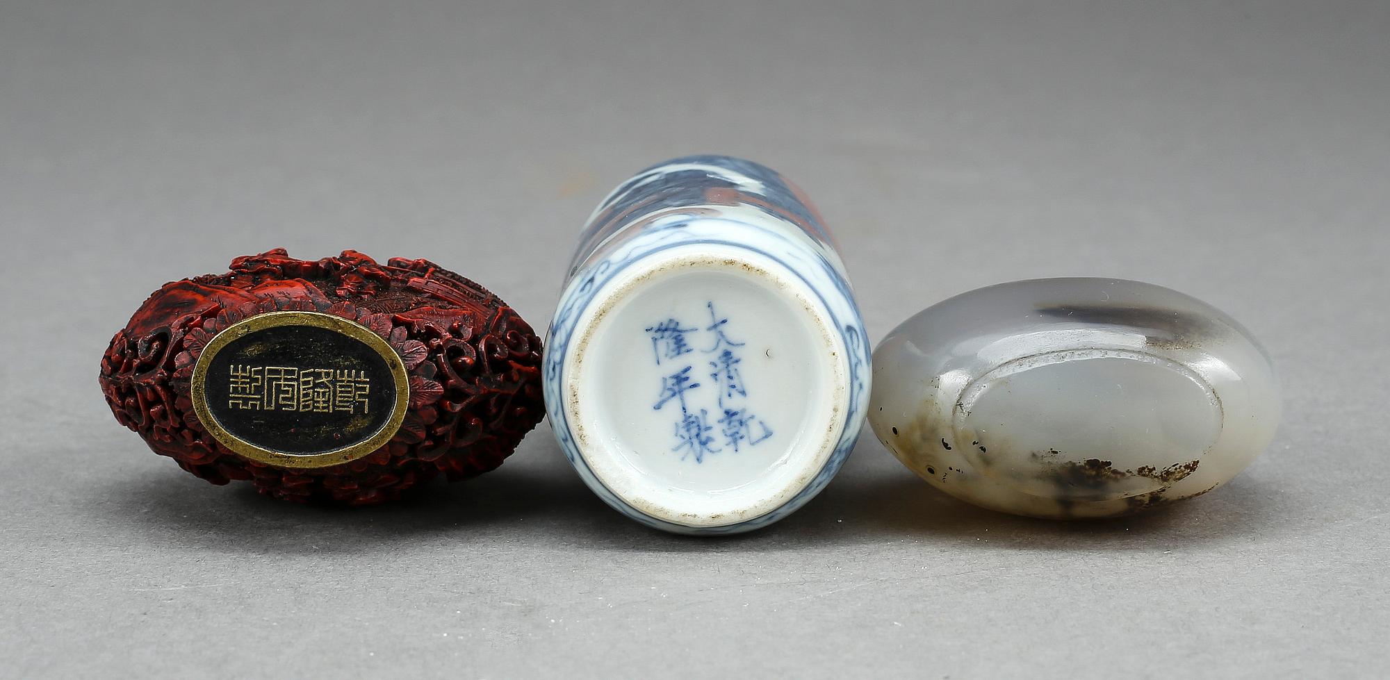 SNUSFLASKOR, 3 st, Kina, trol 1900-tal.