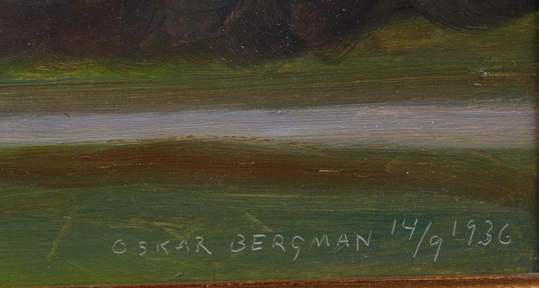 OSKAR BERGMAN, olja på pannå, sign o dat 14/9 1936.
