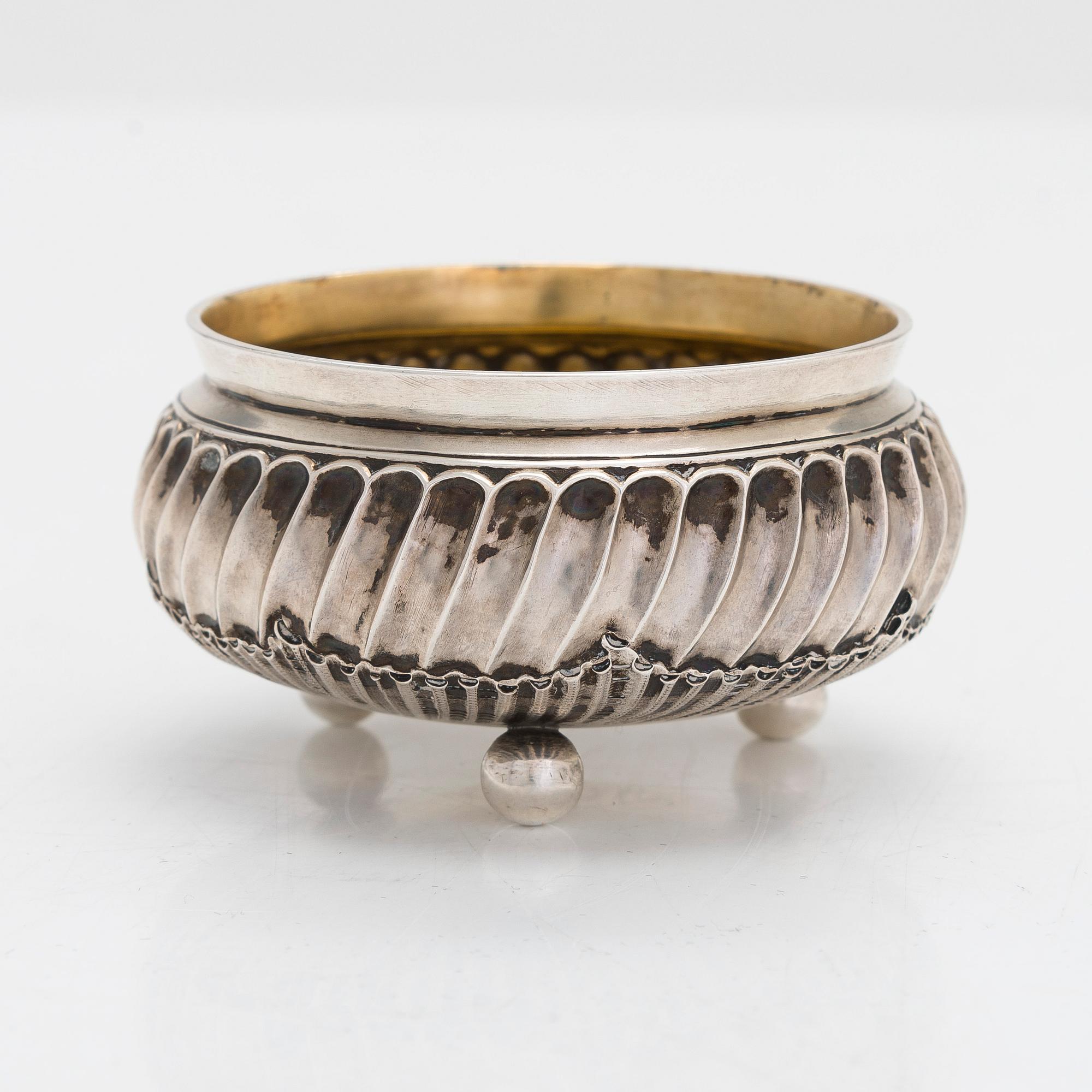 Grachev, saltkar, silver, Moskva tidigt 1900-tal. Stämplad Br. Grachev med hovleverantörsmärke.