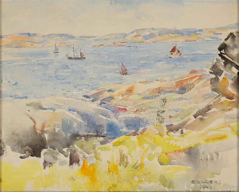 Edvin Ollers, akvarell på papper/duk signerad.