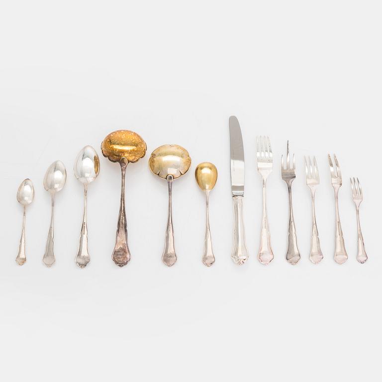 A 74-piece silver cutlery set, 'Chippendale', Kultakeskus, Hämeenlinna 1940-72.