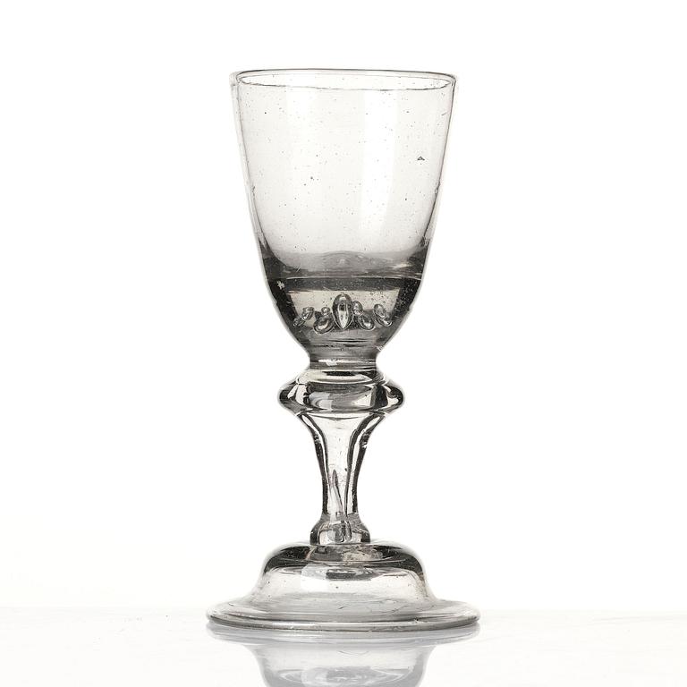 Three wine glasses, 18th century.