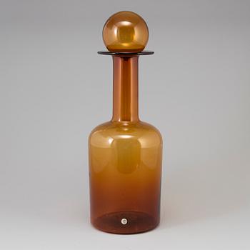 A 20th century glass flask with large stopper design Otto Brauer for Kastrup/Holmegaard, Denmark.