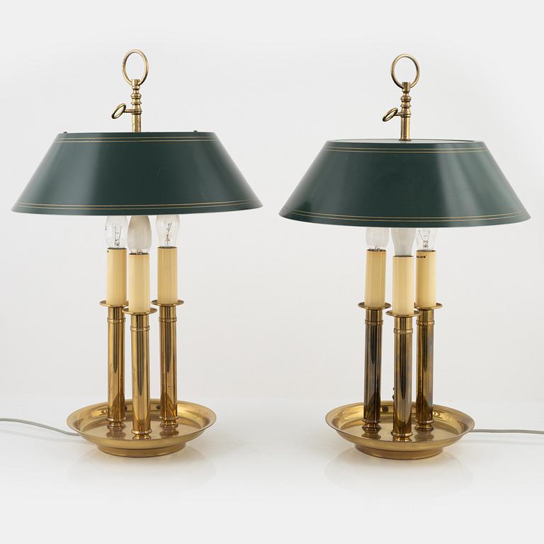 A pair of brass table lamps, end of the 20th Century.