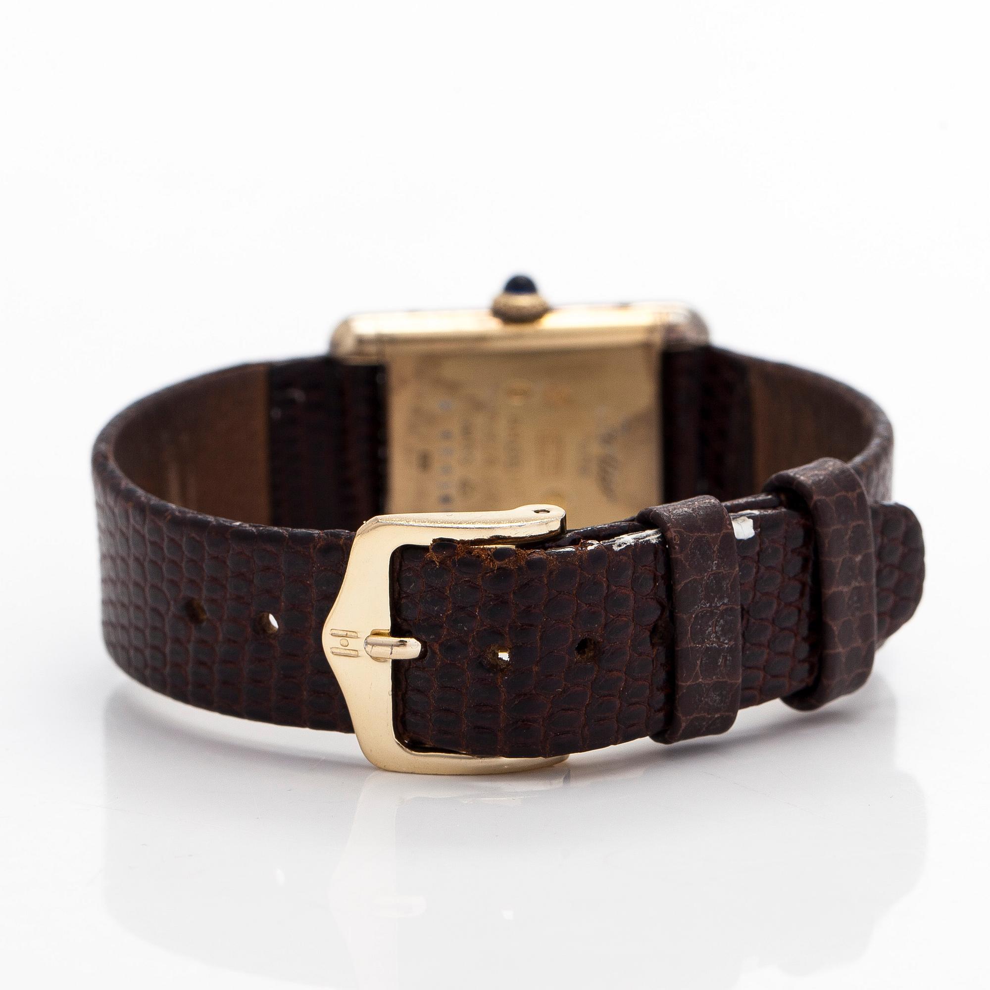 Cartier, must de Cartier, Tank, "Lemon Dial", rannekello, 20,5 x 20 (28) mm.