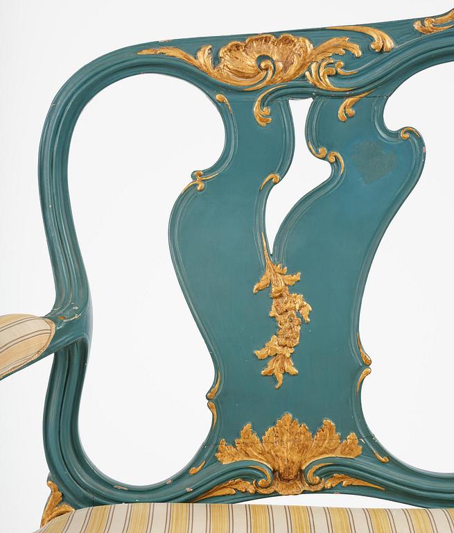 A Swedish carved rococo sofa by A. Thunberg (master in Stockholm 1756-91).