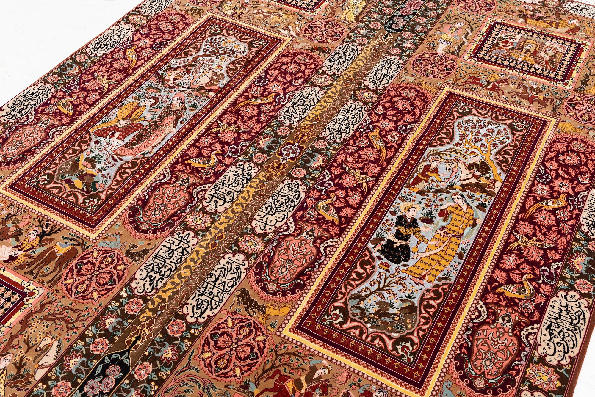 Matta, Isfahan, centrala Persien, part silk, signerad, ca 270 x 185 cm.