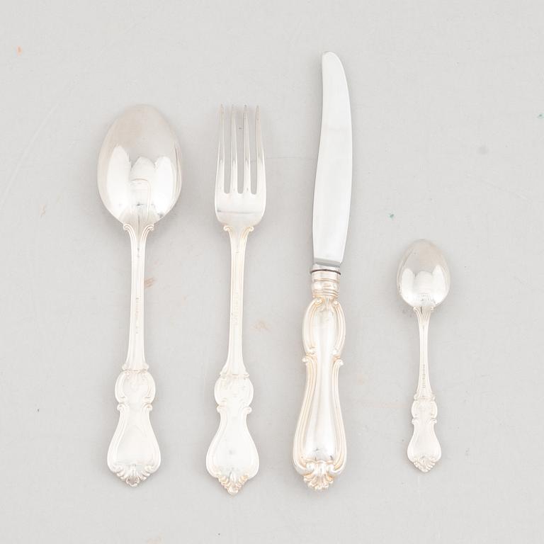 A Swedish Silver Cutlery, model "Olga", various makers, including CG Hallberg, Stockholm 1958 (48 pieces).