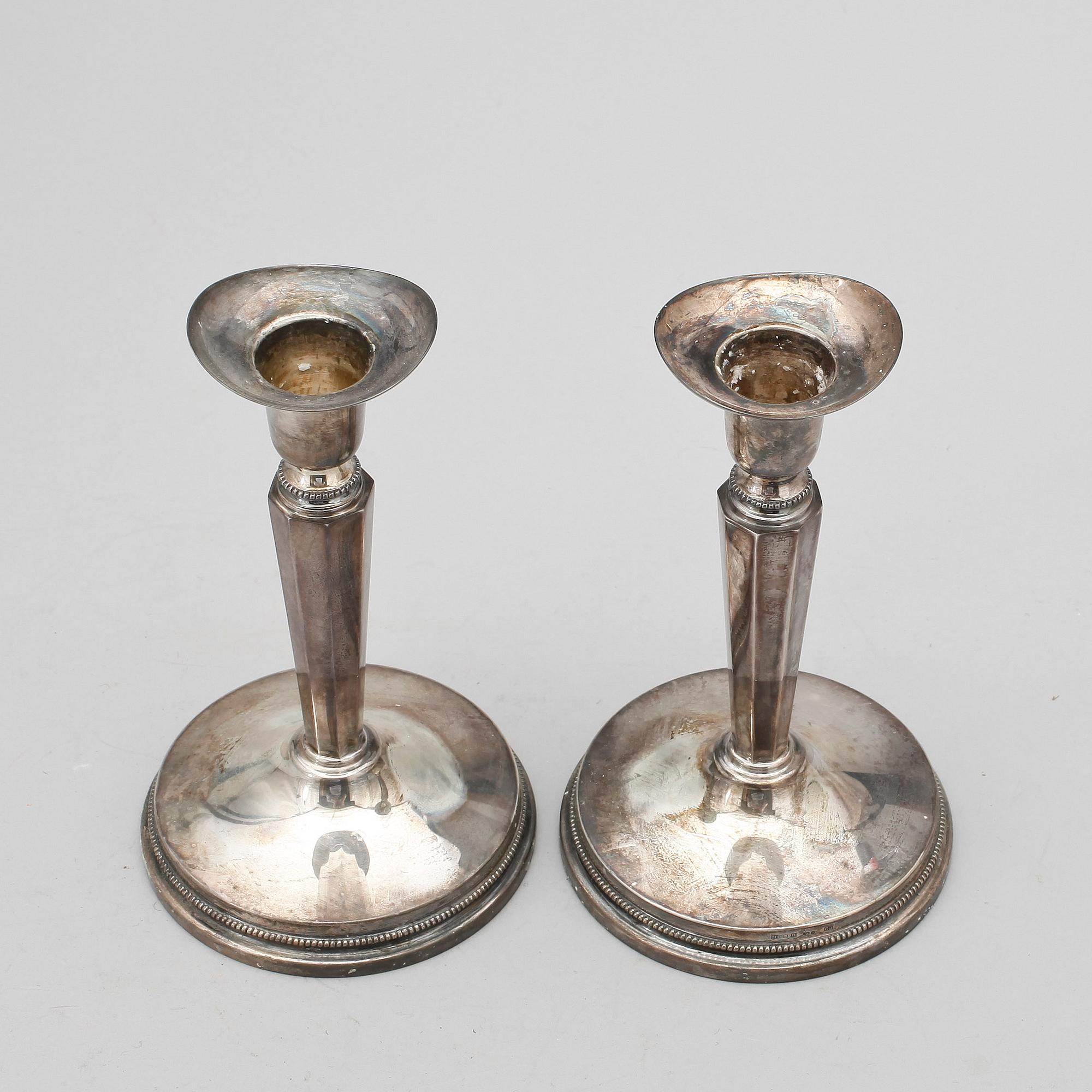 LJUSSTAKAR, ett par, silver, MGAB, Uppsala, 1957.