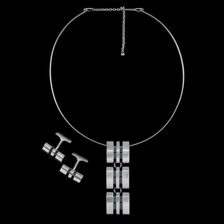 Elis Kauppi, HALSSMYCKE OCH MANCHETTKNAPPAR, silver, Kupittaan Kulta 1968.
