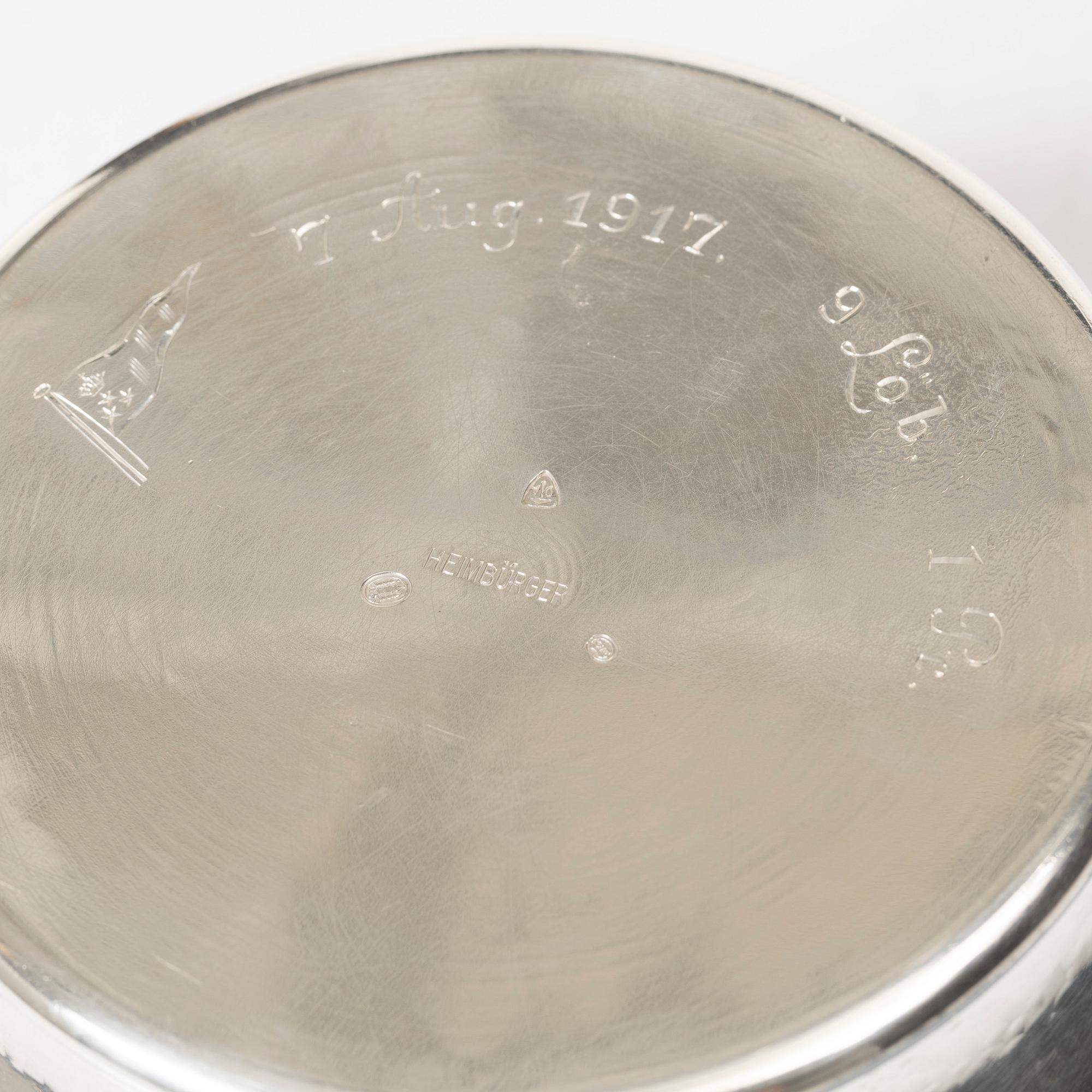 Fritz S Heimbürger, an Art Nouveau silver bowl, Denmark, 1916.