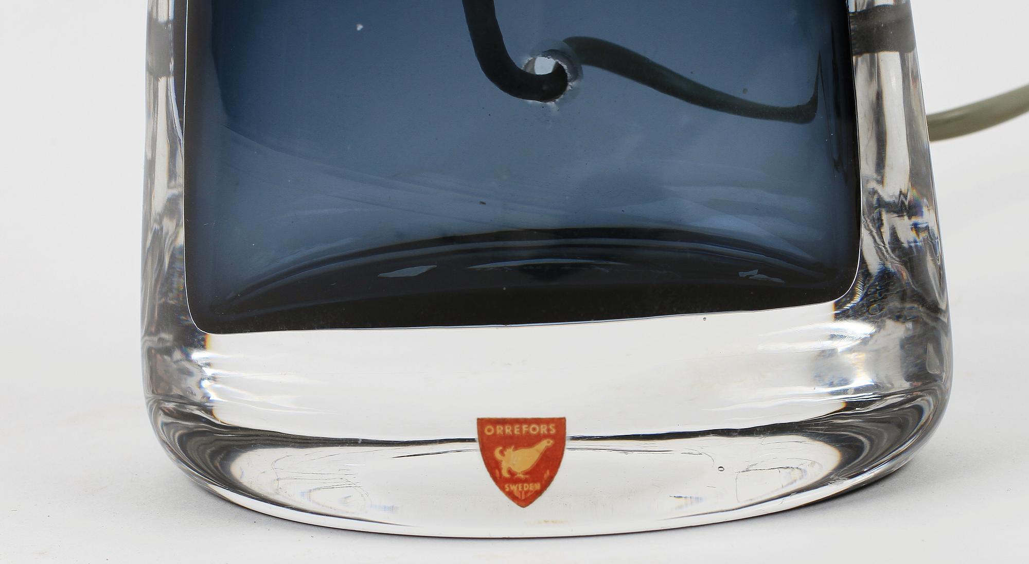 BORDSLAMPA, glas, Carl Fagerlund, Orrefors, sign.