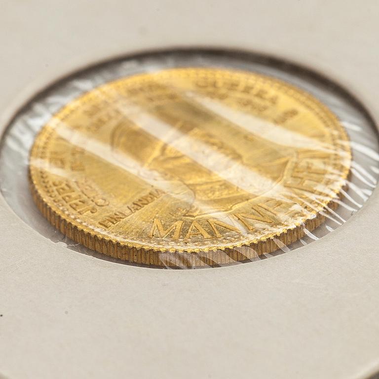 A commemorative coin of Mannerheim, gold, Venezuela 1958. Banco Italo-Venezuela.