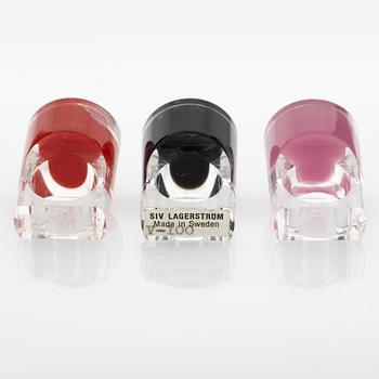 Siv Lagerström, three acrylic plastic rings, 1970s.