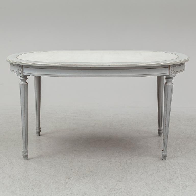 A dining table and four chairs, gustavian style, late 20th century.