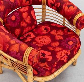 A three-piece bamboo and rattan furniture suite, second half of the 20th Century.