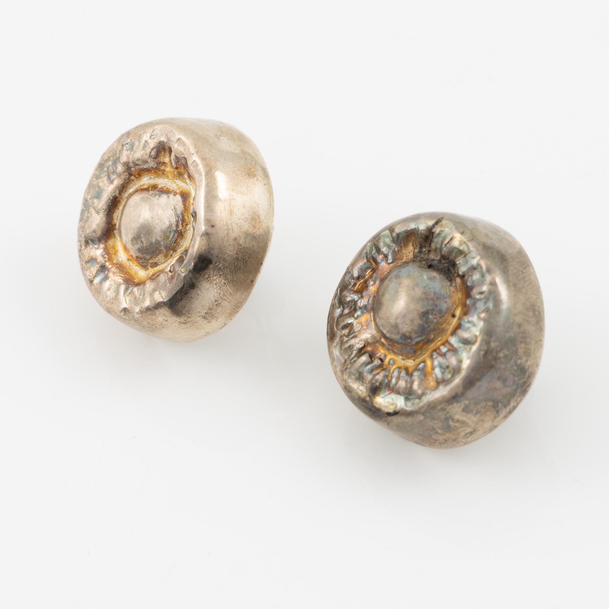 Lars Arby, three pairs of earrings, sterling silver, Gothenburg 1977, 1982 and 1983.