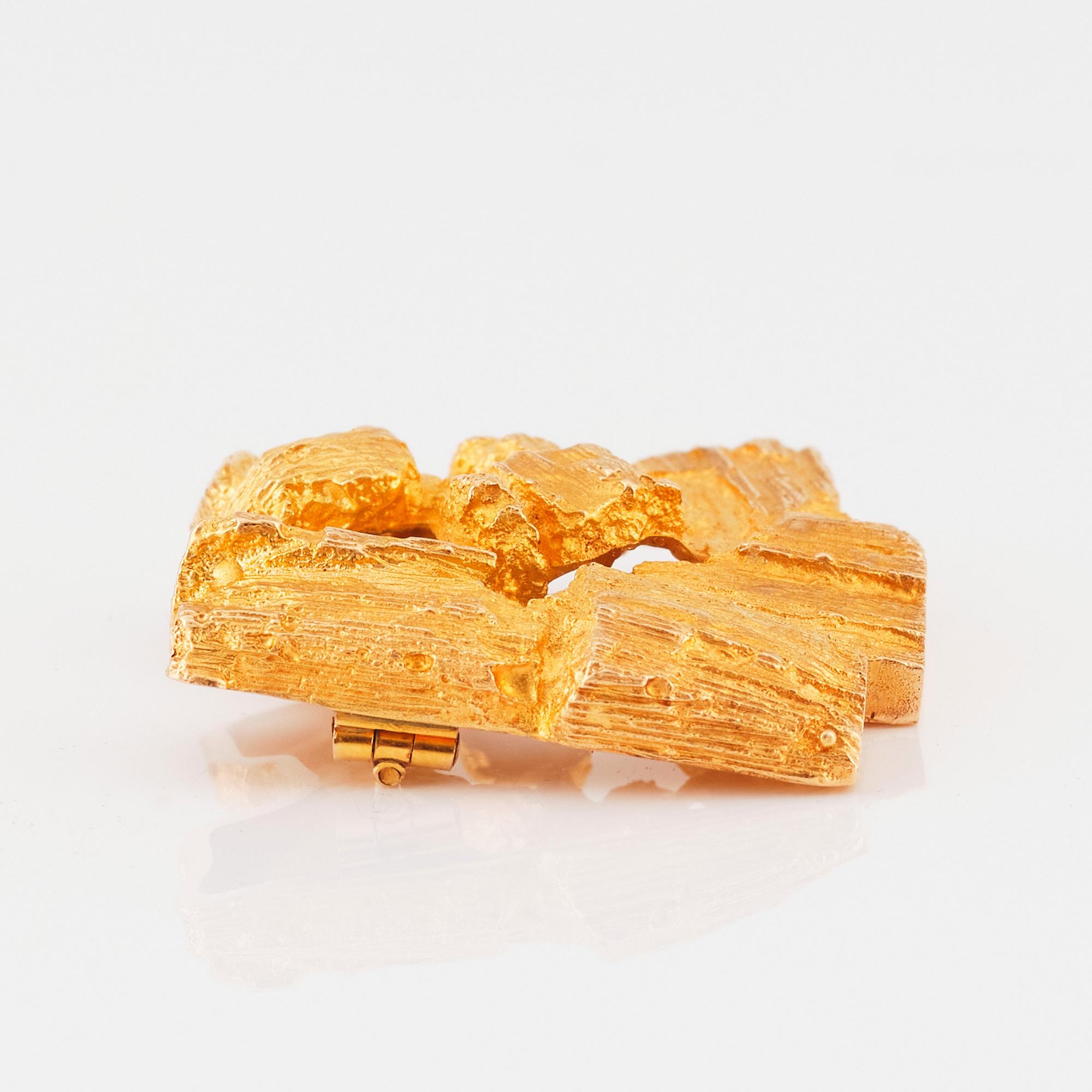 Björn Weckström, a 14K gold brooch "Ajopuut" for Lapponia, Finland 1970.