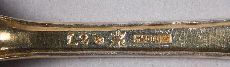 BESTICK, 4 st, förgyllt silver. Bl.a 1700-tal.