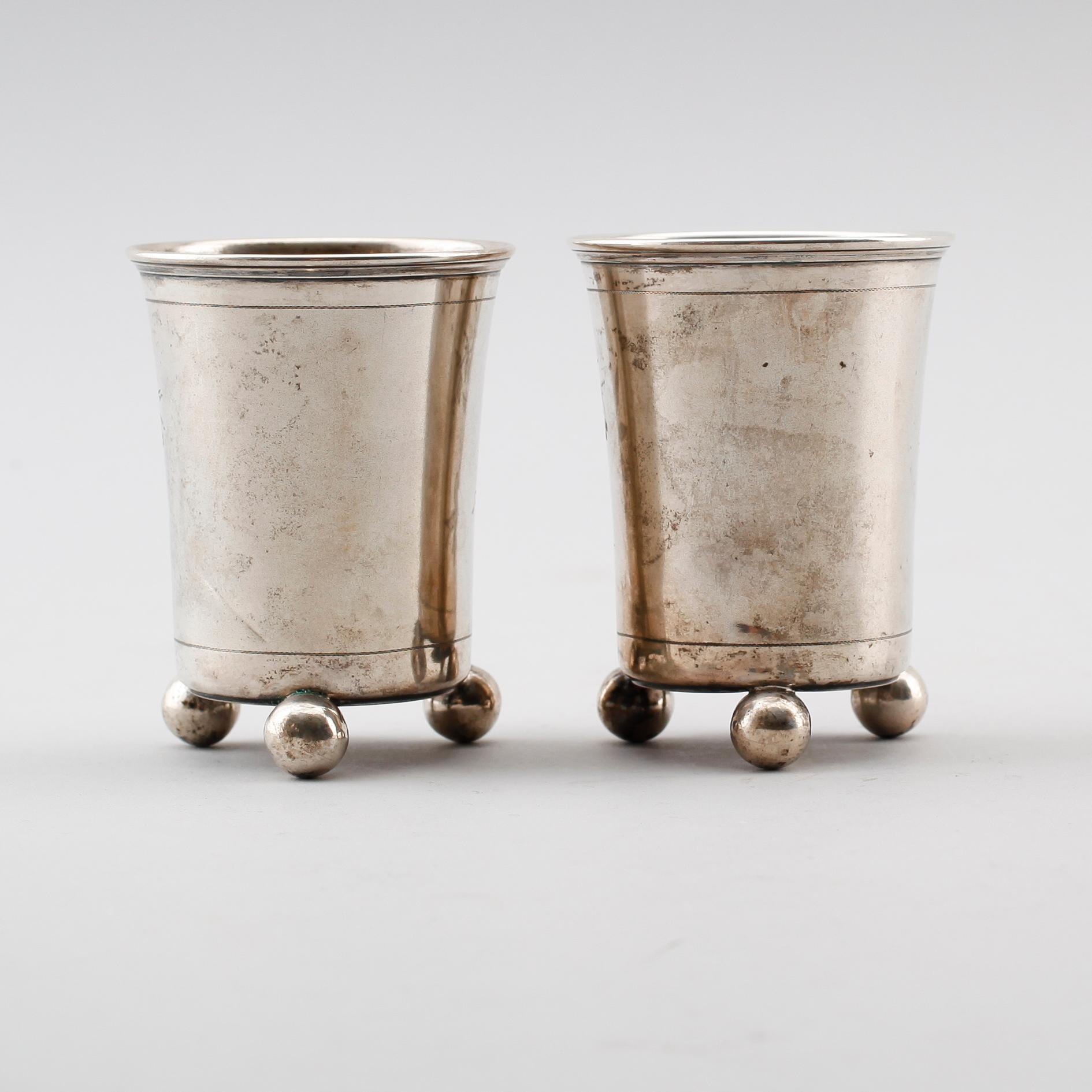 BÄGARE, 2 st, silver, Göteborg 1892. Vikt ca 117 gram.