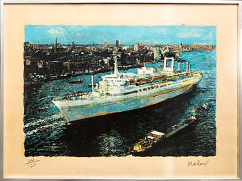 Malcolm Morley, color lithograph, signed and numbered, made in 1972.
