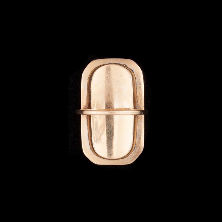 SILUETTRING, 18K guld, 1700-talets slut, senare ringdel. Vikt 9 g.