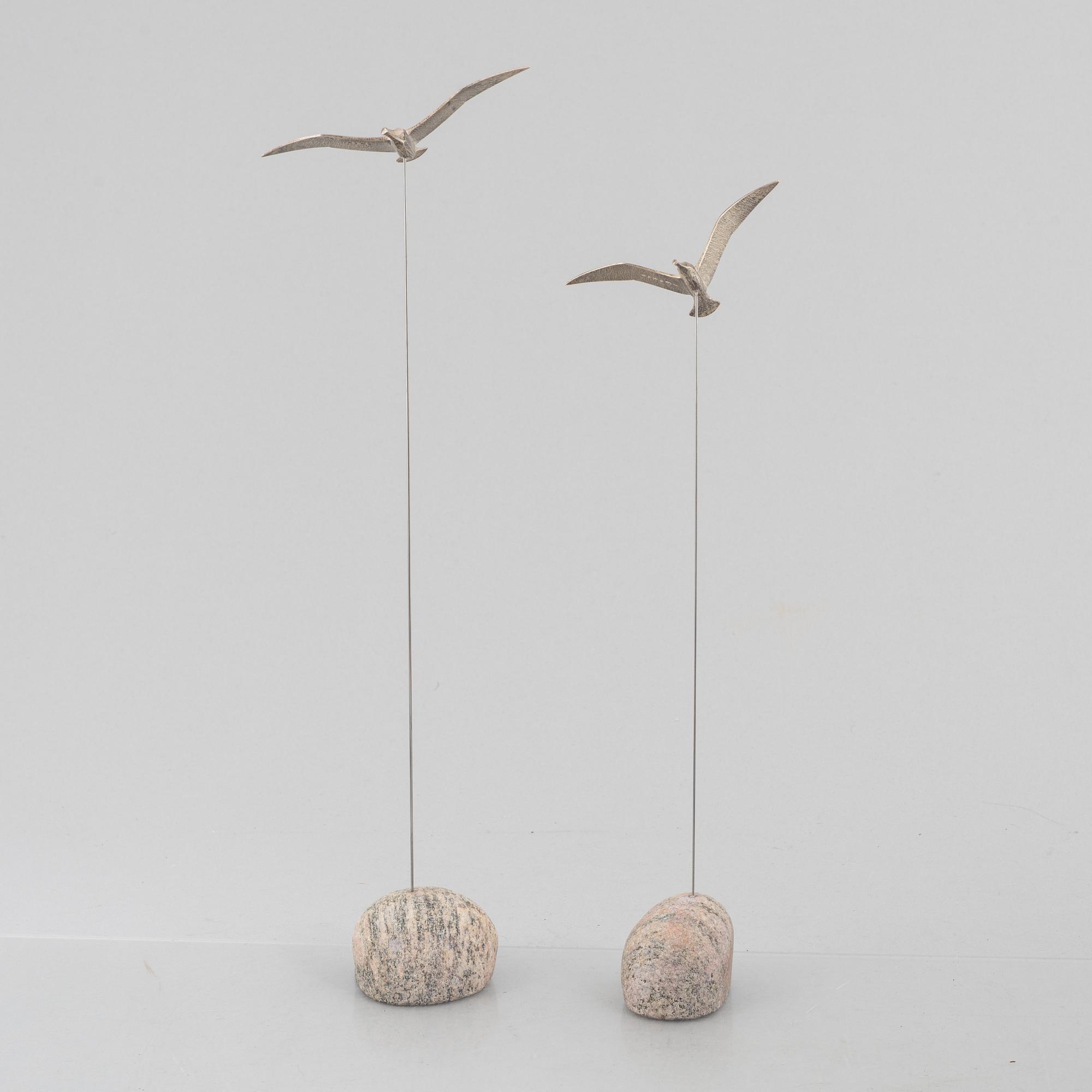 Rey Urban, two sterling silver birds, Stockholm 1996-1999.