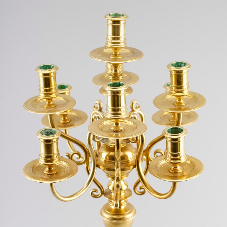 KANDELABER, mässing, barockstil, 1900-talets första hälft.