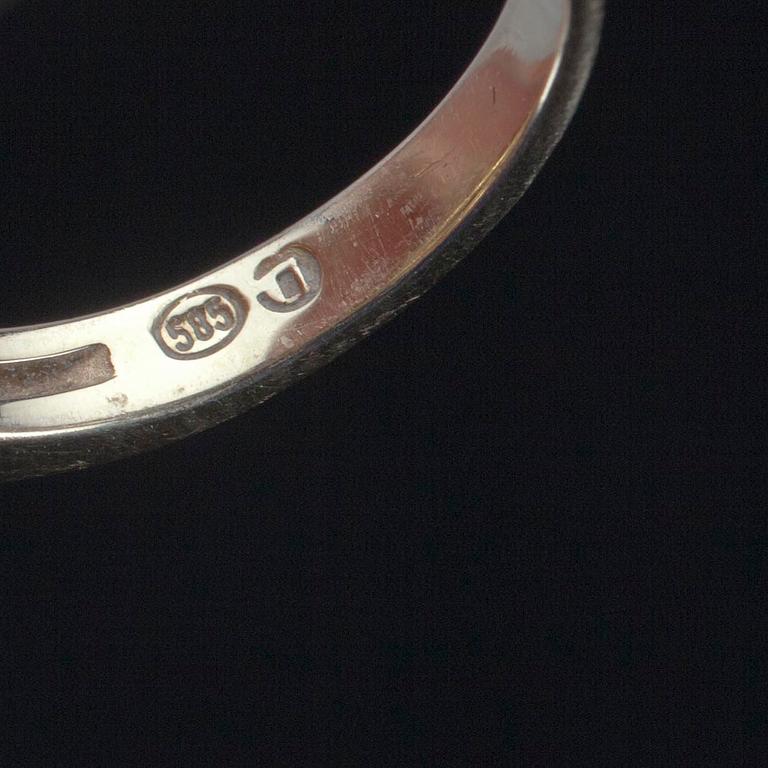 RING, guld 14K, pärlor samt diamanter tot. ca 0,05 ct. J.A Tarkiainen 1997. Tot. vikt ca 4 g.